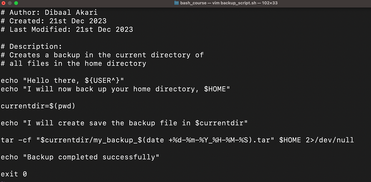 Automating My Home Directory Backup with Bash Scripting | by Dibaal Akari |  Dec, 2023 | Medium