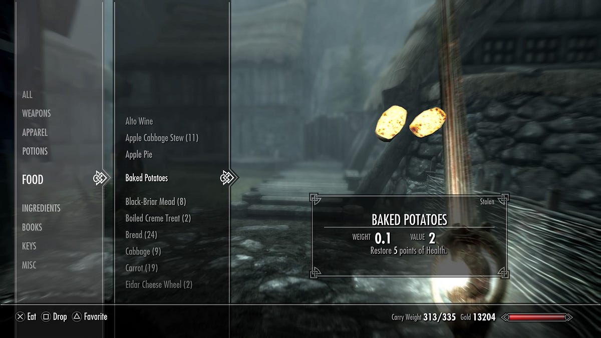 Skyrim&#39;s vanilla UI does not show you any information unless you click on an item.