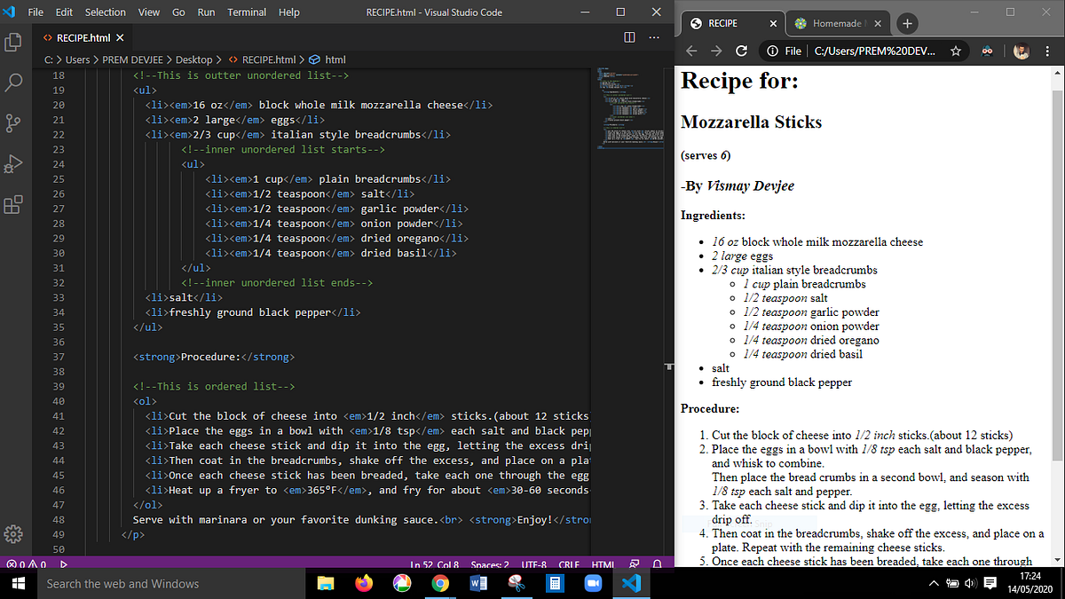 My First Recipe on HTML. This my first ever blog on my first… | by ...