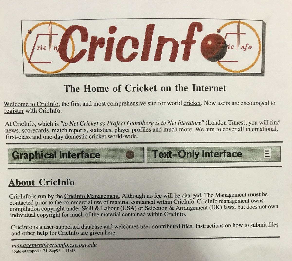 CricInfo — How it all began
