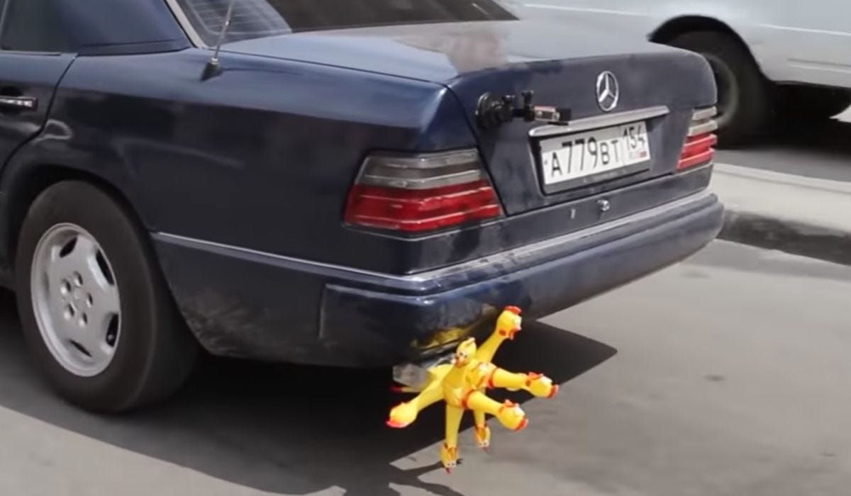 Rubber Chicken Toy in Car Exhaust: Hilarious Experiment | Medium