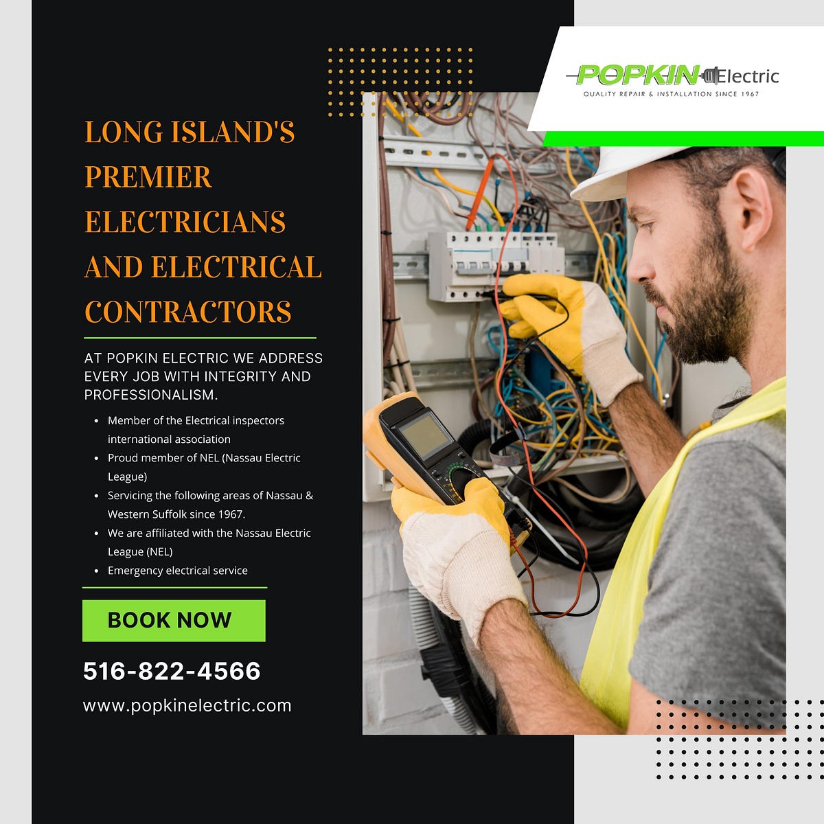 Electrical Services near me. Find an Electrician near me by Popkin Electric Medium