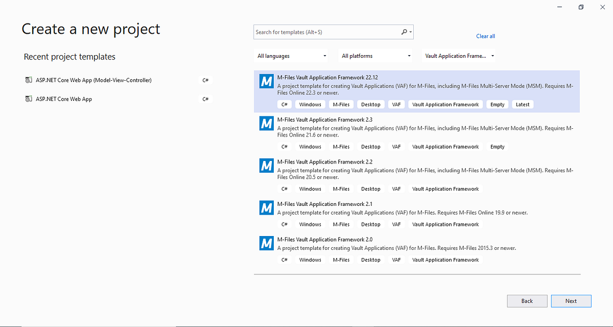 How to create an M-Files vault Application project with Visual Studio ...