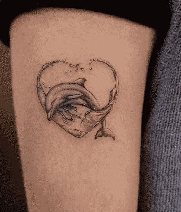 tribal dolphin heart drawing