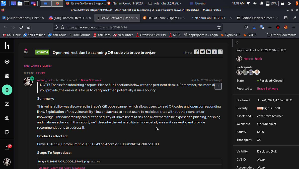 Open redirect due to scanning QR code via browser(Brave ,Opera) by