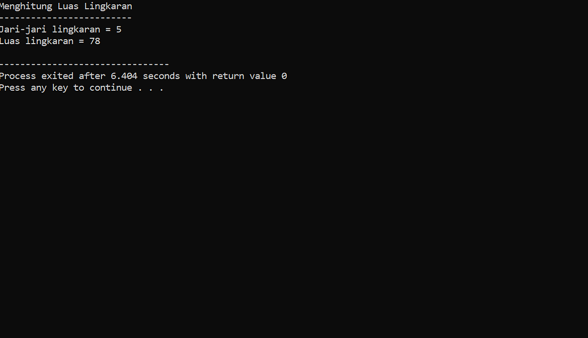 Program Menghitung Luas Lingkaran berdasarkan Jari-jari yang dilewatkan ...