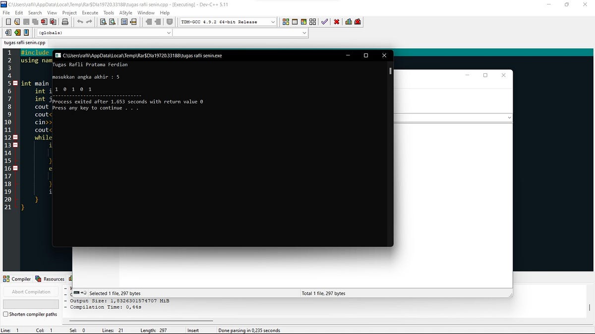 Looping Rafli Pratama Ferdian — 1227050111 Jurusan Teknik Informatika ...