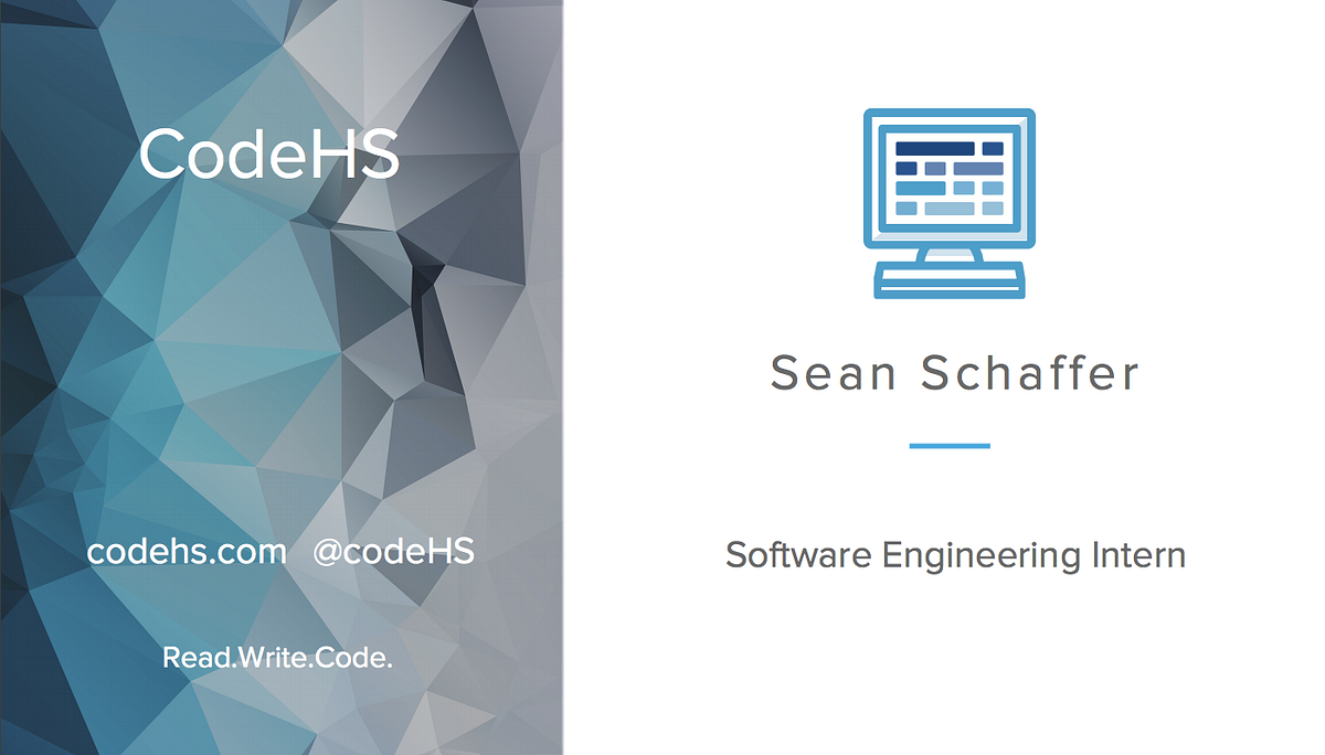 The Internship Awesome Projects. By Sean Schaffer by CodeHS Read