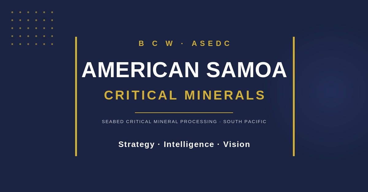 American Samoa: From Tuna to Critical Minerals