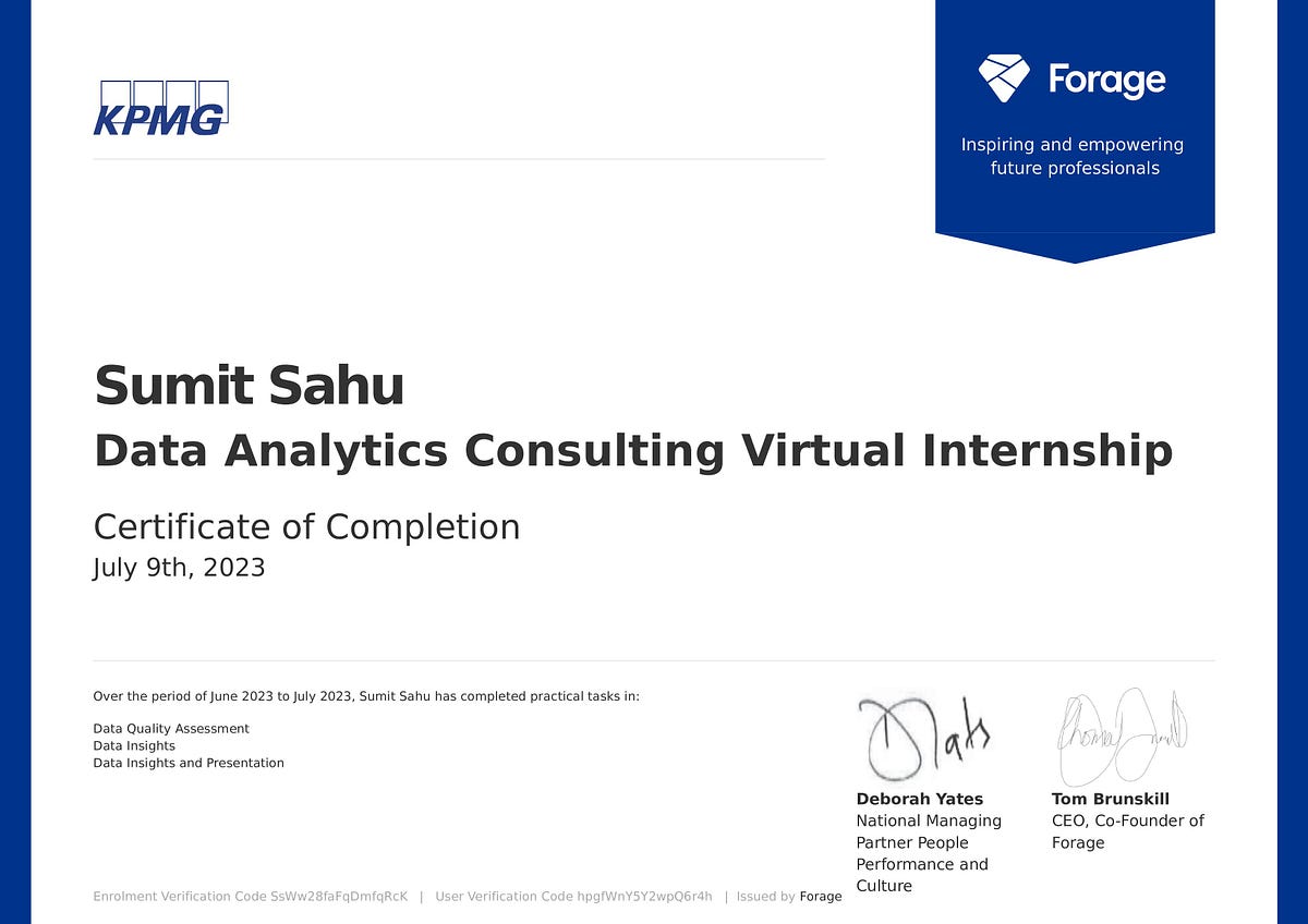 My Experience at the KPMG Data Analytics Virtual Consulting Internship