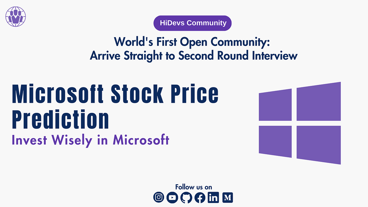 Microsoft Stock Price Prediction. Invest Wisely in Microsoft by