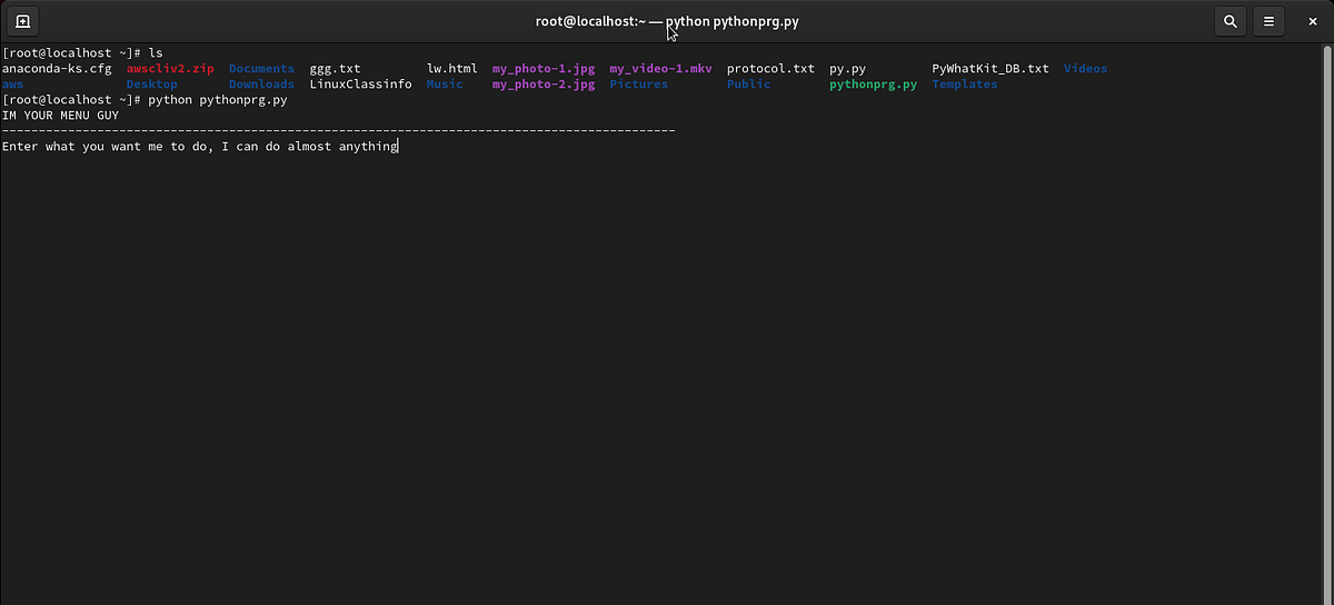 A menu driven program in python that I am running on rhel 9 | by ...