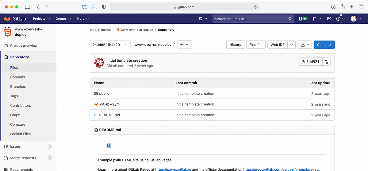 GitLab CI/CD Pipeline: Run Script via SSH to remote server | by Karol  Filipczuk | Medium