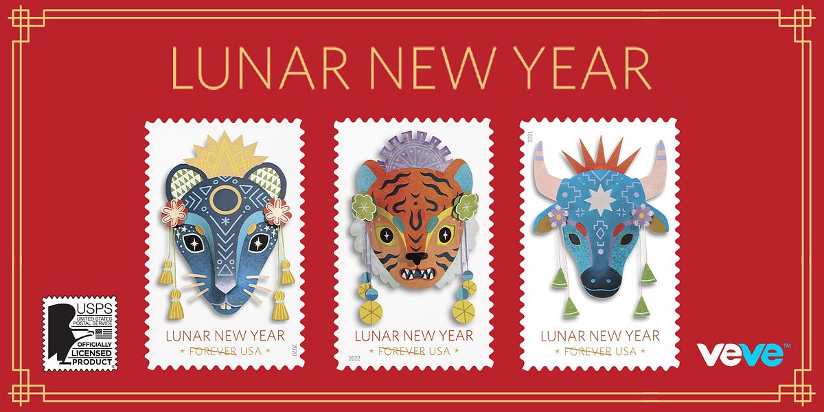 USPS — Lunar New Year Stamp Art. Stamp art from USPS drops Mon, 31 Jan