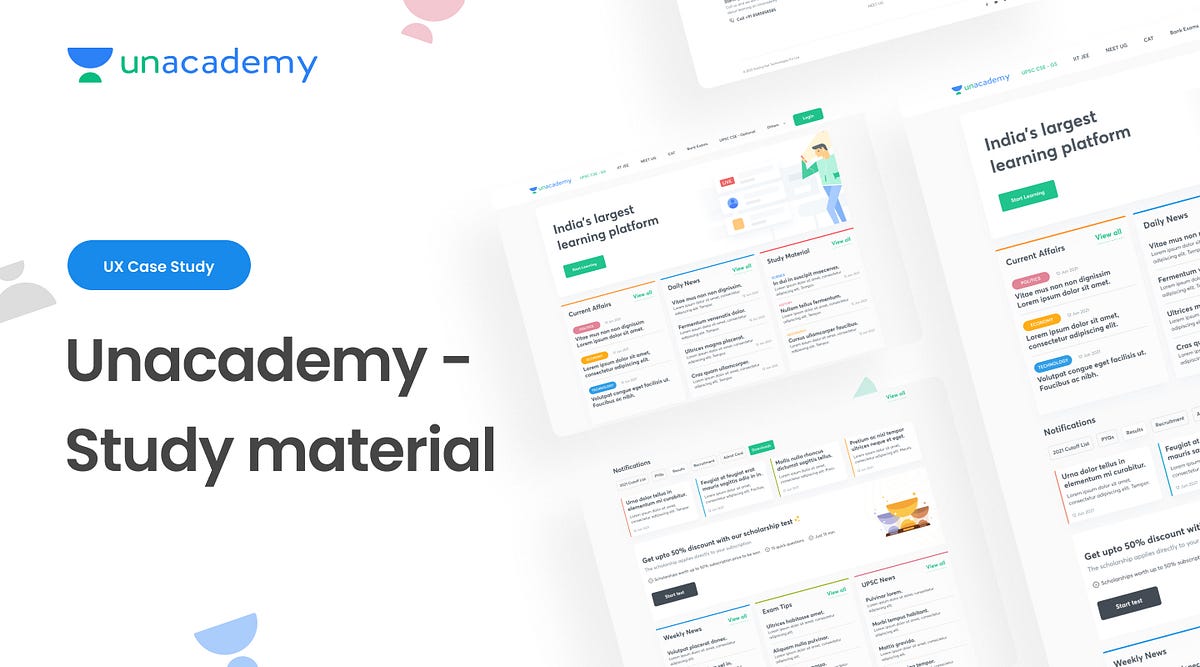 UX Case Study — Unacademy Study Material - Bootcamp
