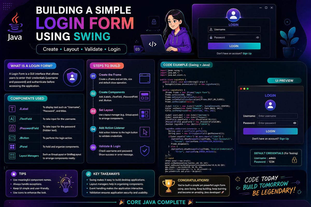 Day 80 of Learning Java: Building a Simple Login Form Using Swing | by ...