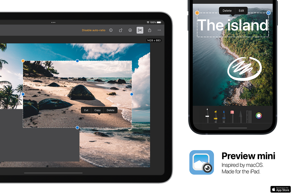 Snip, cut and paste image parts with macOS Preview for iOS by Marian