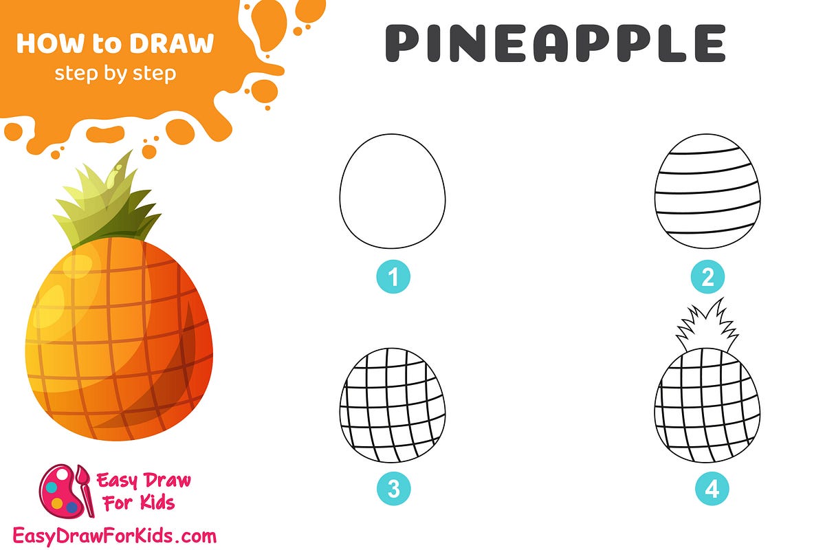 How to Draw a Pineapple A StepbyStep Guide by Easy Draw For Kids