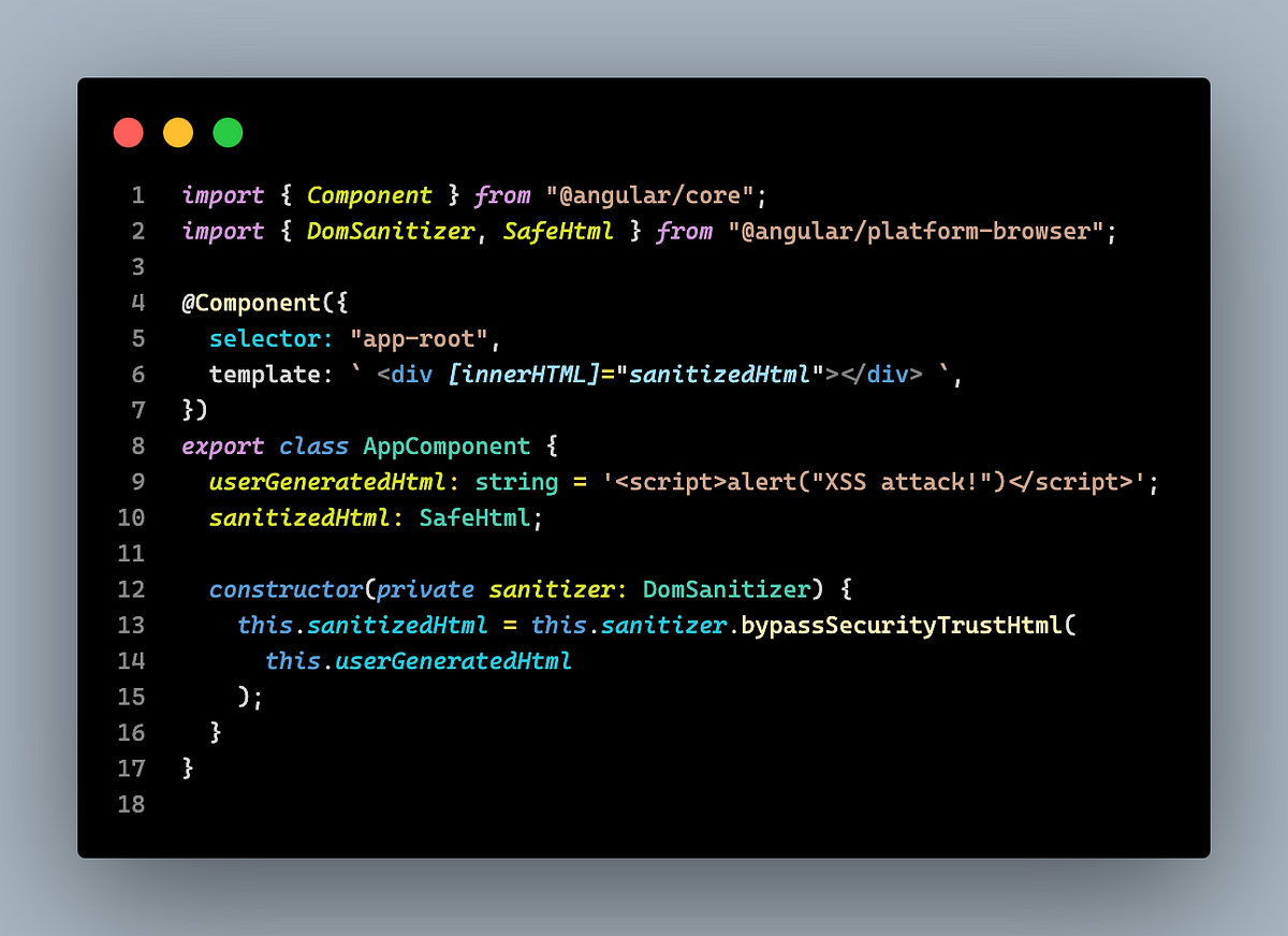 How can you prevent XSS attacks in an Angular application? Thank you