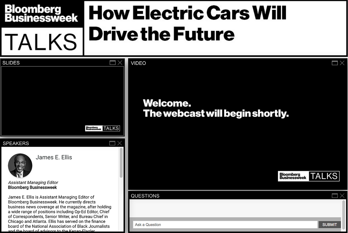 Review of a Bloomberg Businessweek TALKS event How Electric Cars Will