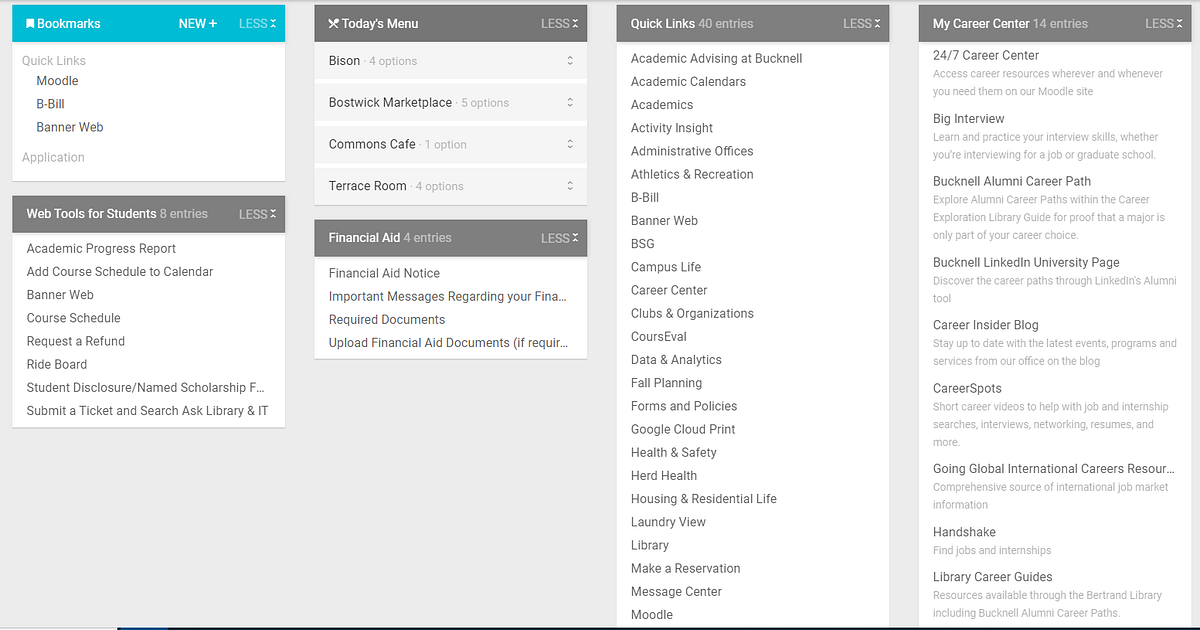 myBucknell Dashboard — simple is best | by Horio Hu | Medium