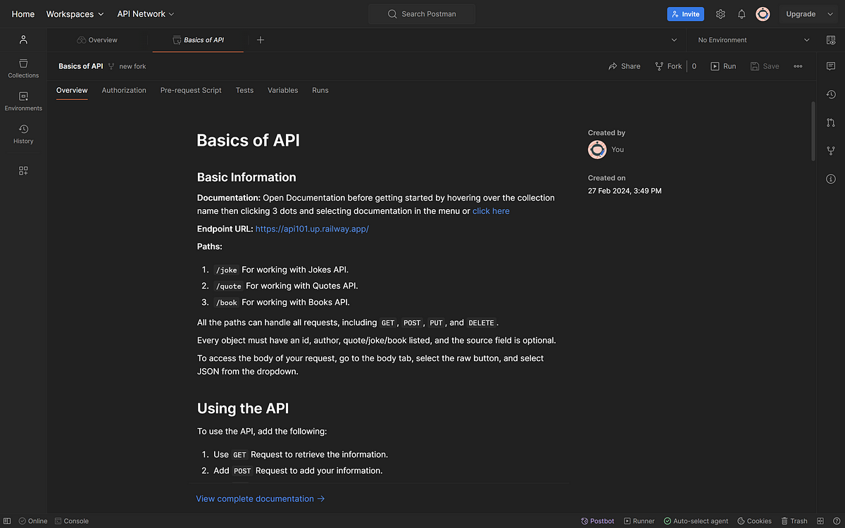 Preview image for APIs 101 using Postman
