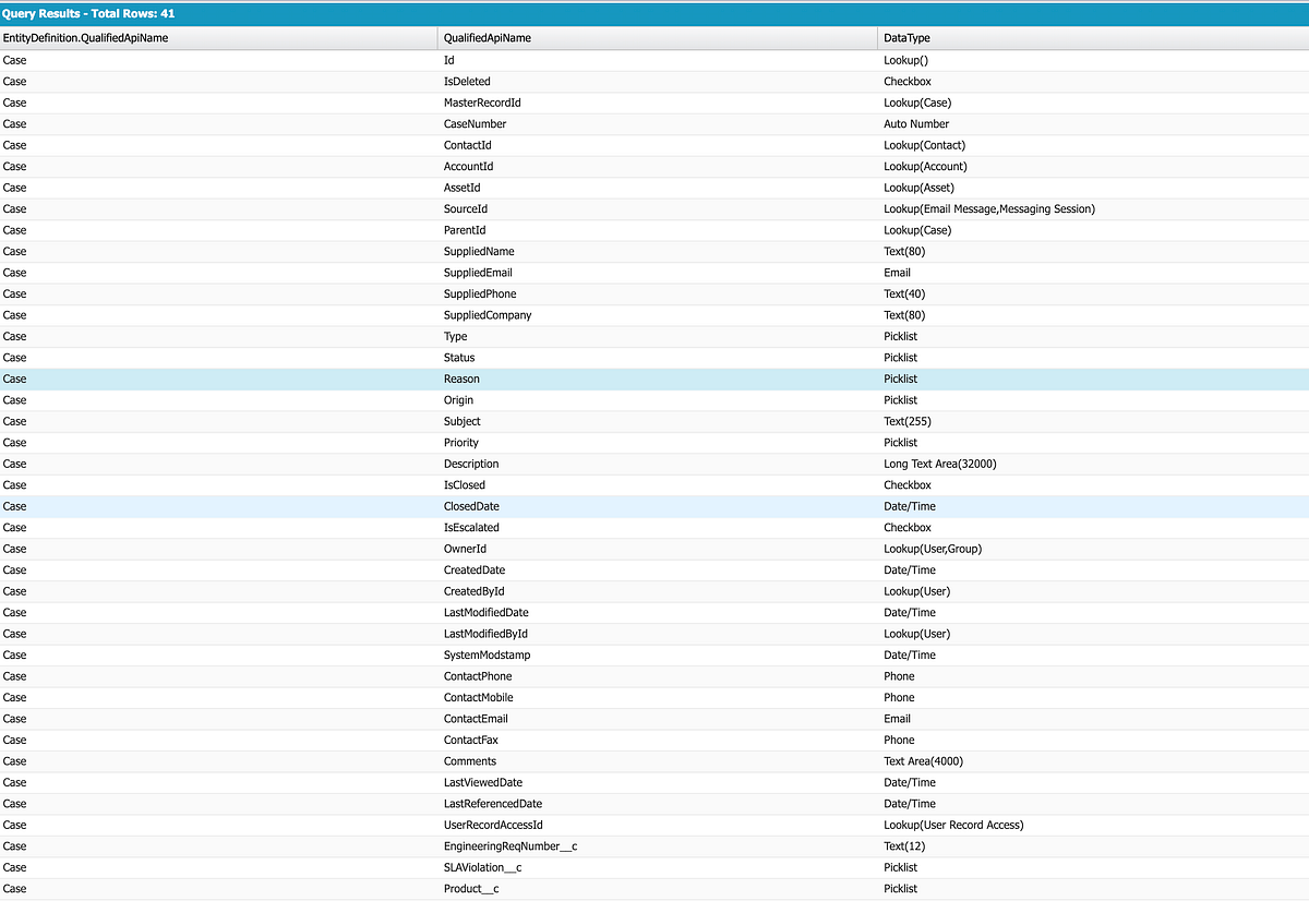 SOQL How to get the list of fields of an object Ruben Tena Medium
