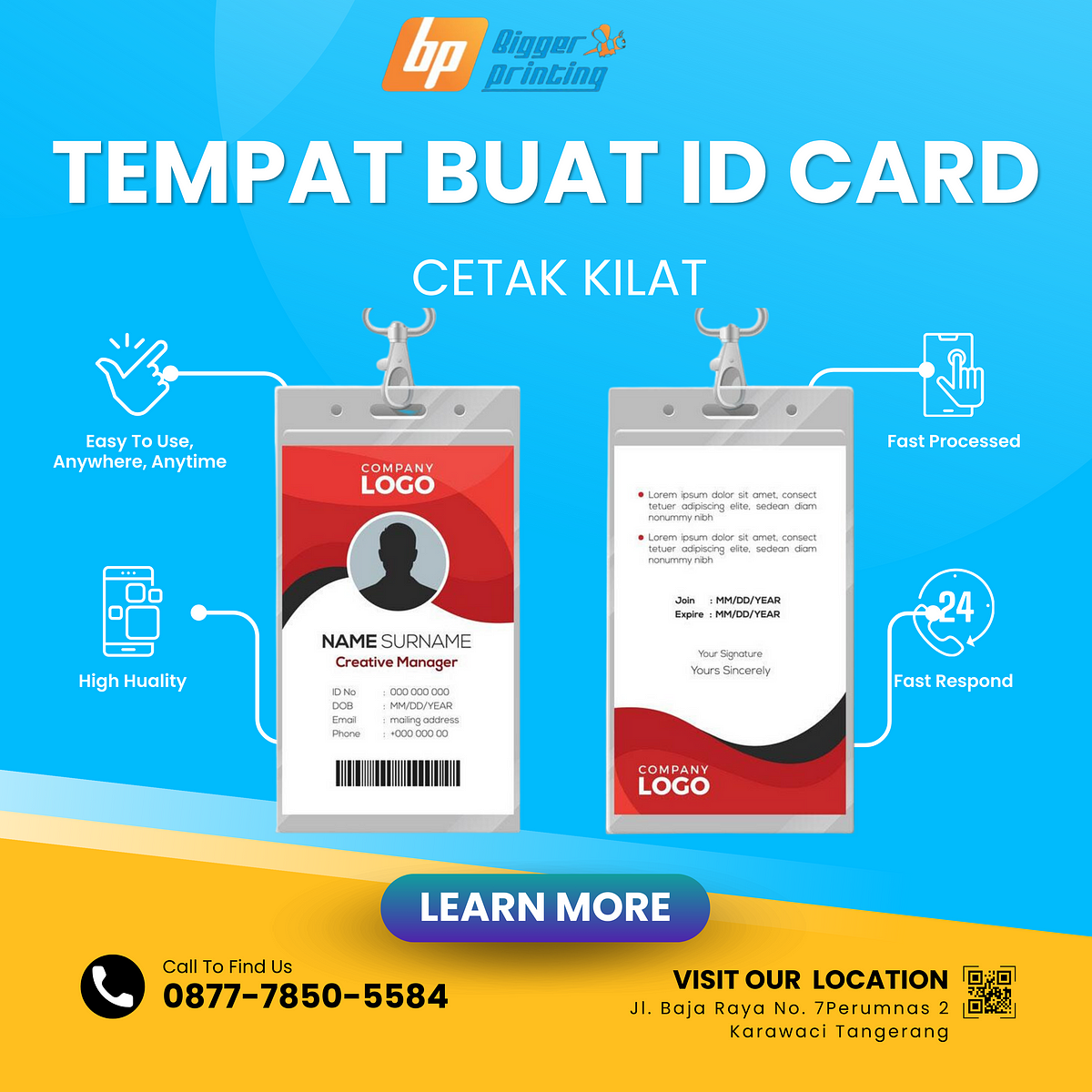 CETAK KILAT, Wa./Call 0877–7850–5584,Tempat Buat Id Card di Karawaci ...