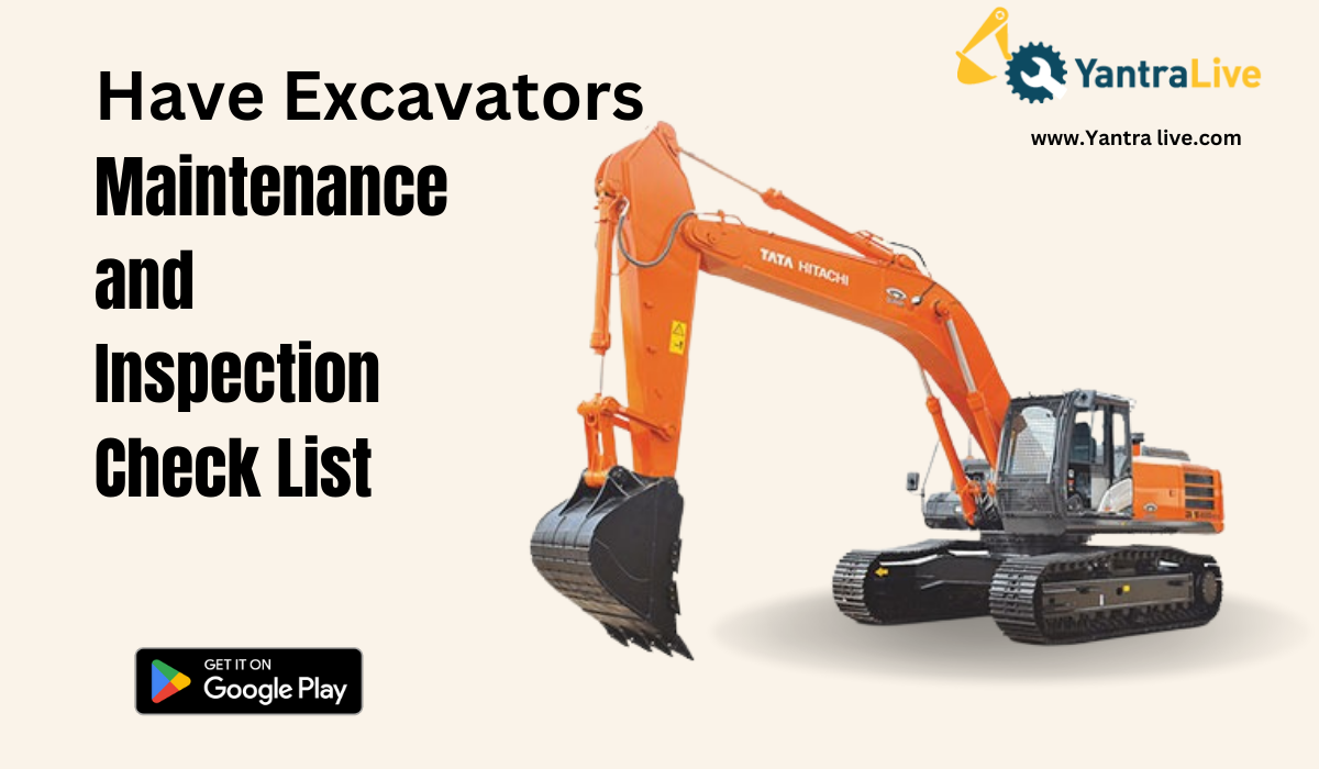 Tata Hitachi Excavators — Maintenance and Inspection Check List by