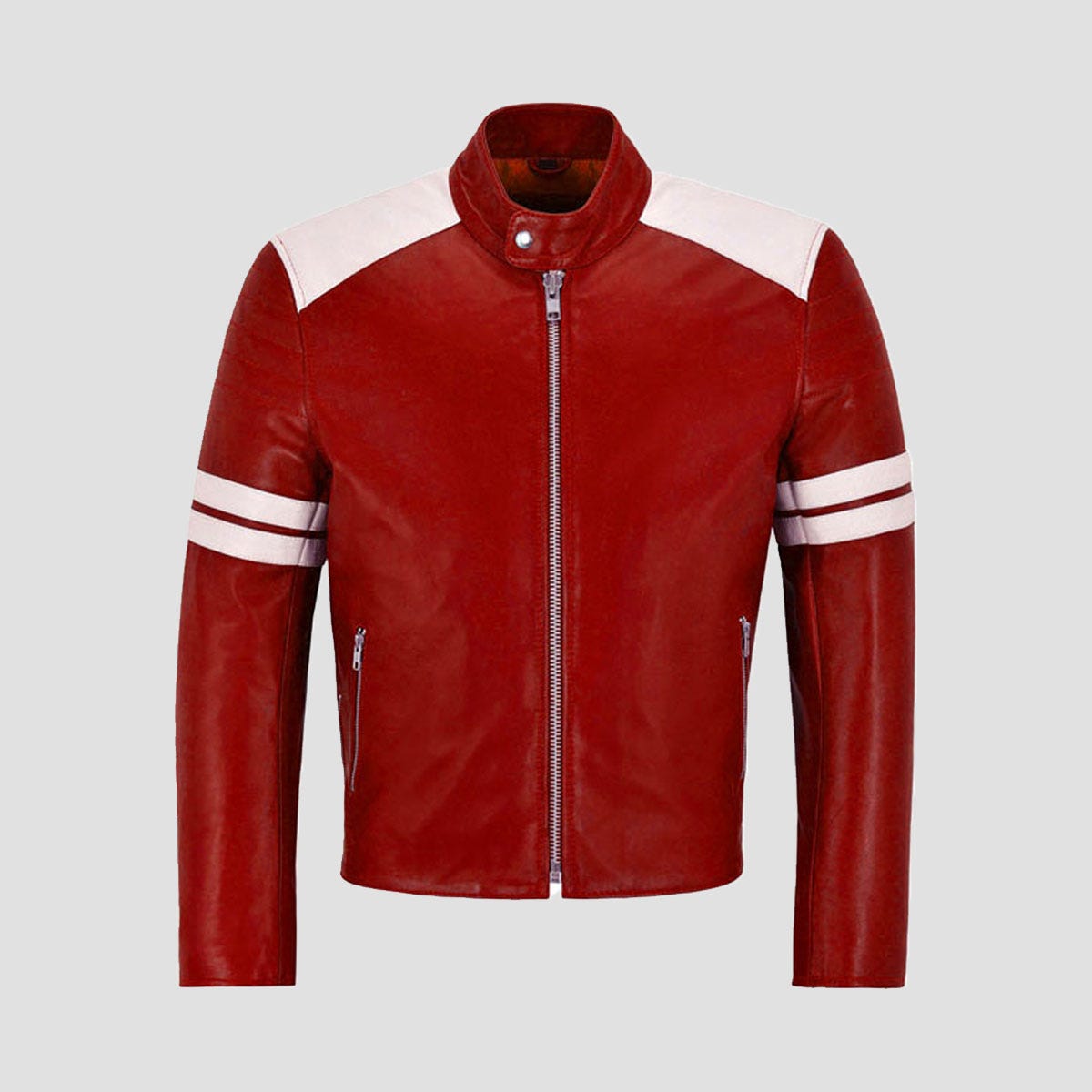 Leather Racing Jacket Red & White for Men in USA | The Vintage Leather ...