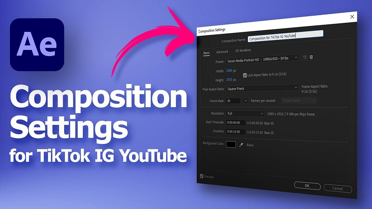 AE tutorial — After Effects Composition Settings for TikTok Instagram ...