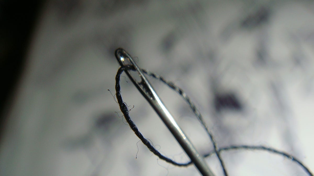 Threading the needle. And I mean that literally. by Laurie Levy