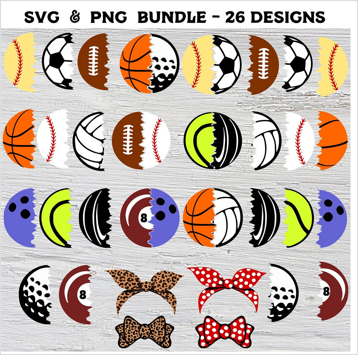 Half Ball SVG PNG bundle 26 files — Split balls set Half Football svg ...