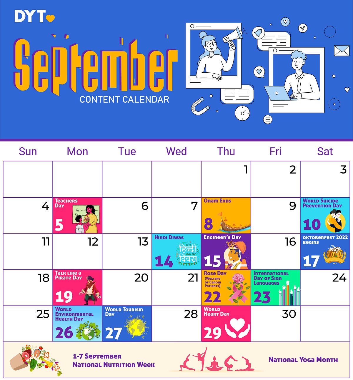 What To Post Content Calendar For September 2022 by DYT — Do Your