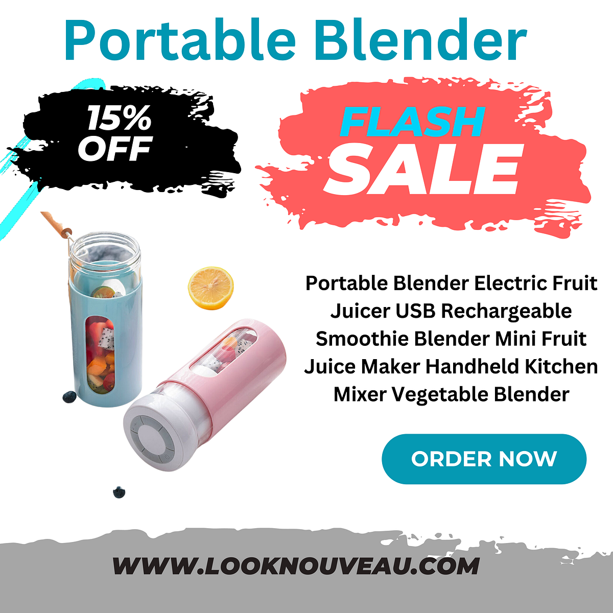 Portable Blender Electric Fruit Juicer Usb Rechargeable Smoothie Blender Mini Fruit Juice Maker Handheld Kitchen Mixer Vegetable Blenders