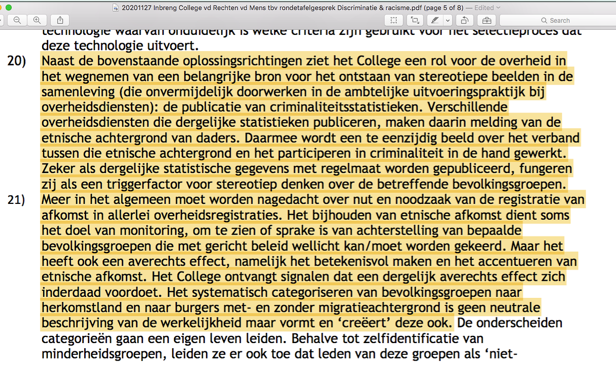 Het College voor de Rechten van de Mens over het thema
