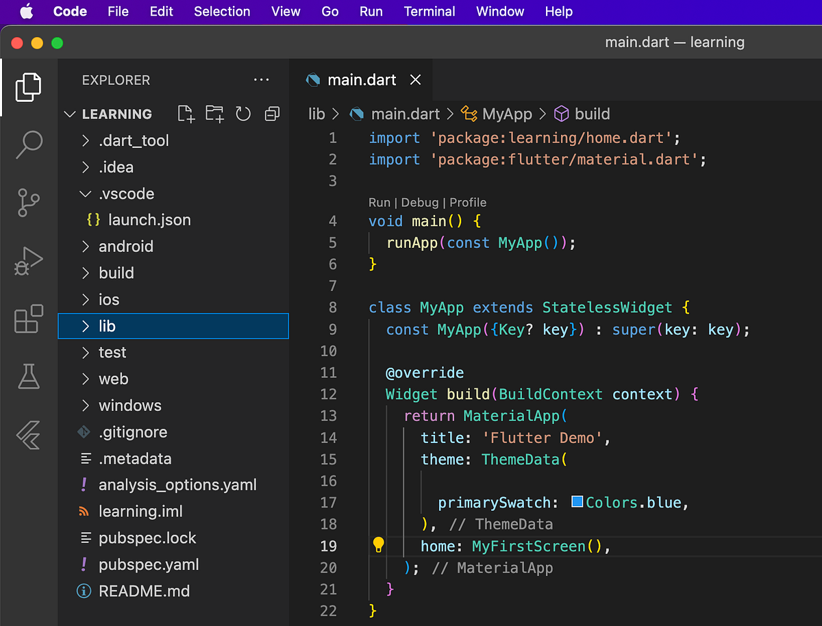 Understanding the main function and building the first screen in ...