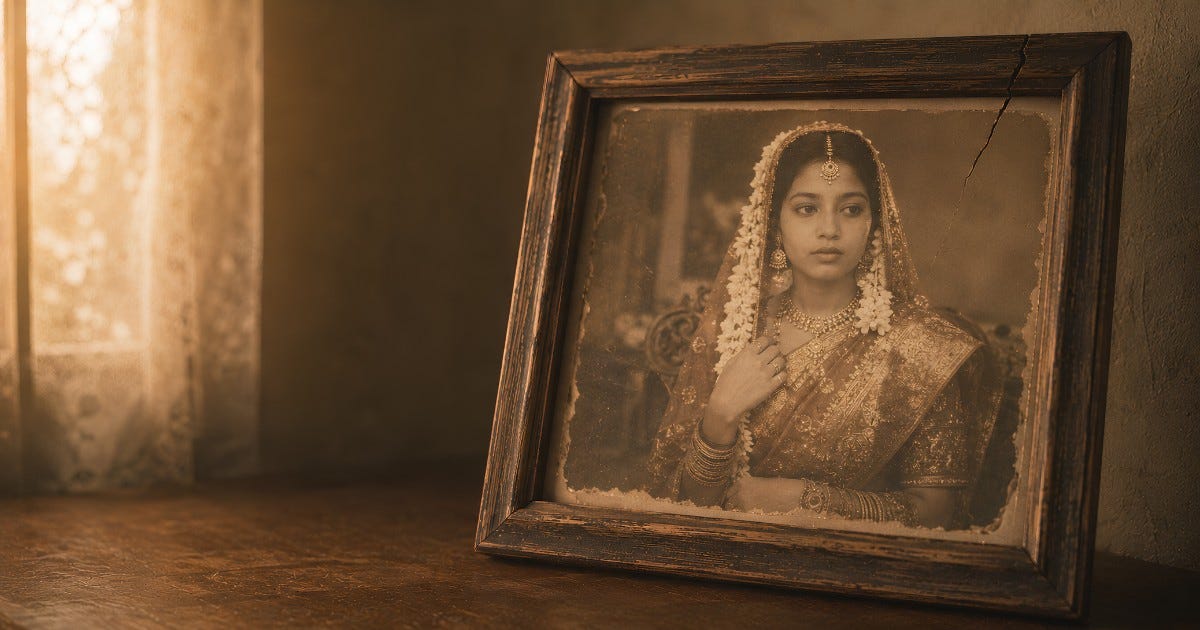 The photograph shows a bride, but it doesnโt reveal what she was waiting for. (The image was modified by the author using Canva Pro.)