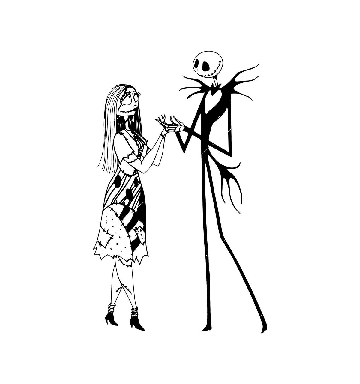 Jack And Sally In Heart SVG, Couple Jack And Sally SVG, The Nightmare ...