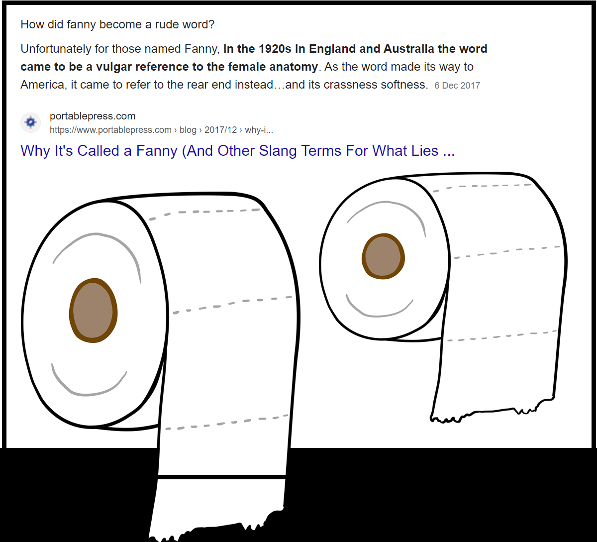 Itchy Fanny, Burning Bum, Toilet Paper. Hum Drum. by Tessa Schlesinger Born and bred in