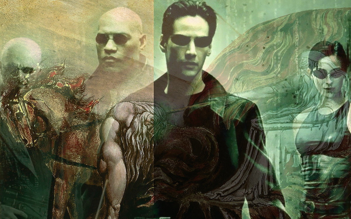 In The Matrix, we all know Neo opens the book Simulacra and Simulation,  which is about how human experience is of a simulation of reality. But he  opens the chapter to On