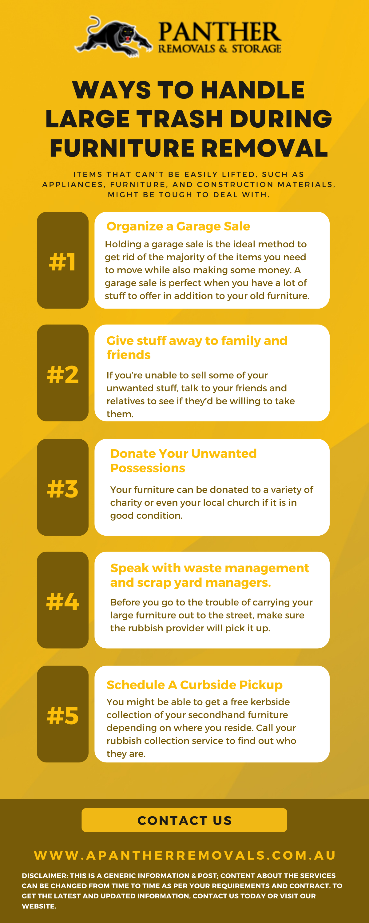 Ways to Handle Large Trash During Furniture Removal Panther Removals