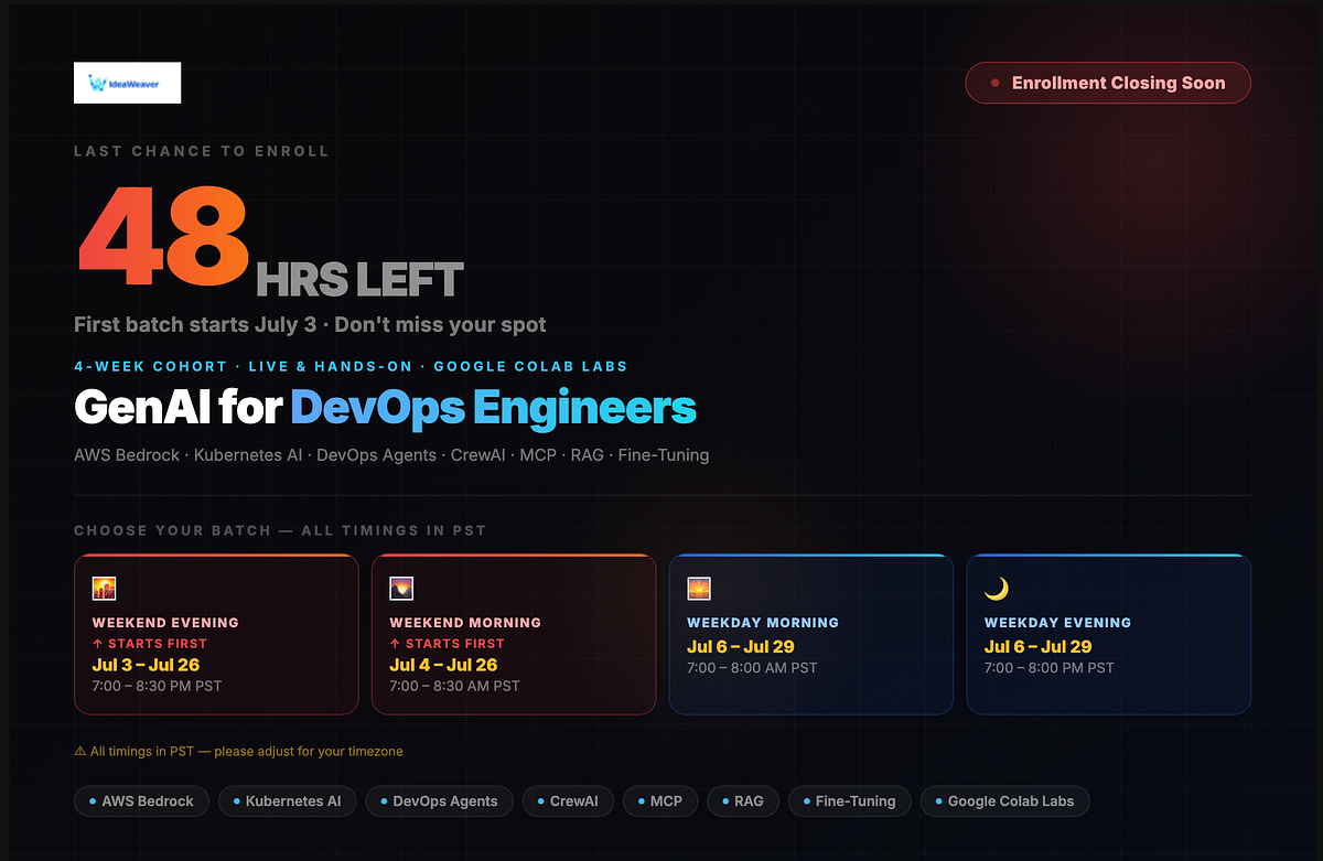 48 Hours Left GenAI for DevOps Engineers kicks off this week!