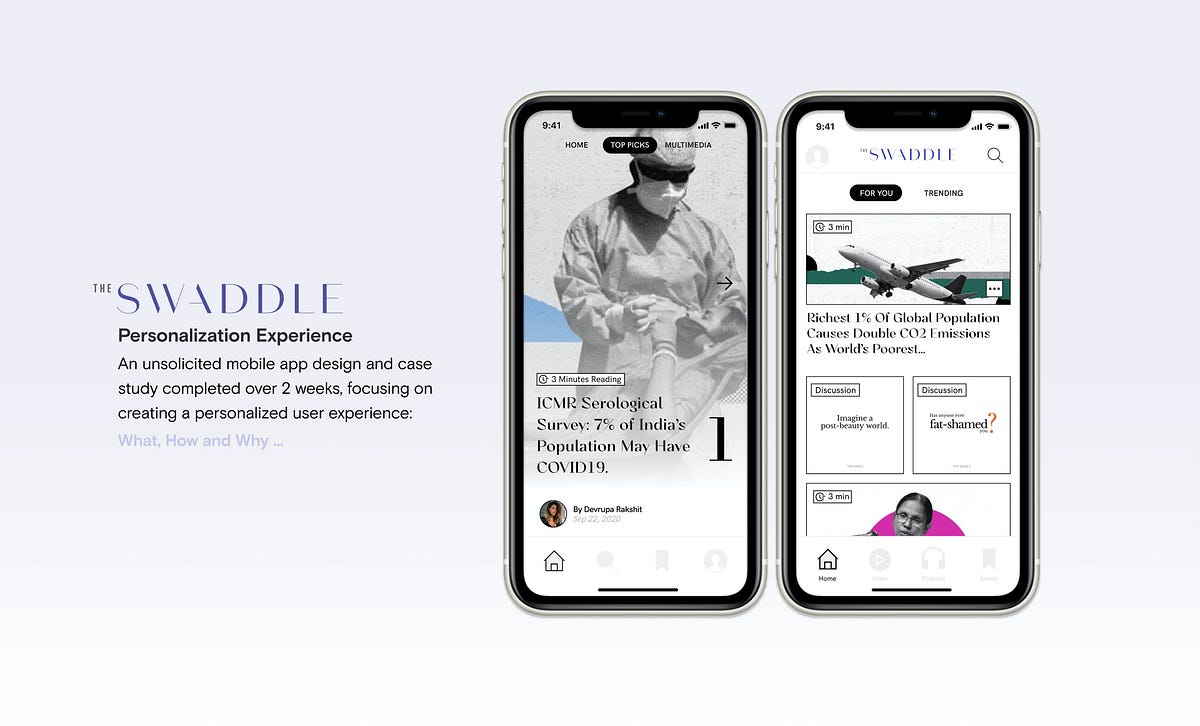 Case study designing a mobile app for the Swaddle by Malaikasaini