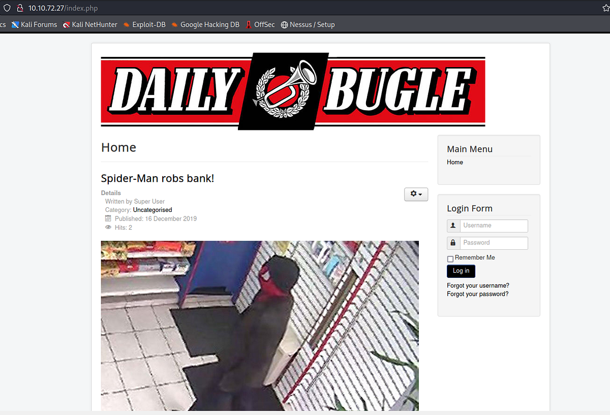Daily Bugle. Compromise a Joomla CMS account via… by Porkballs