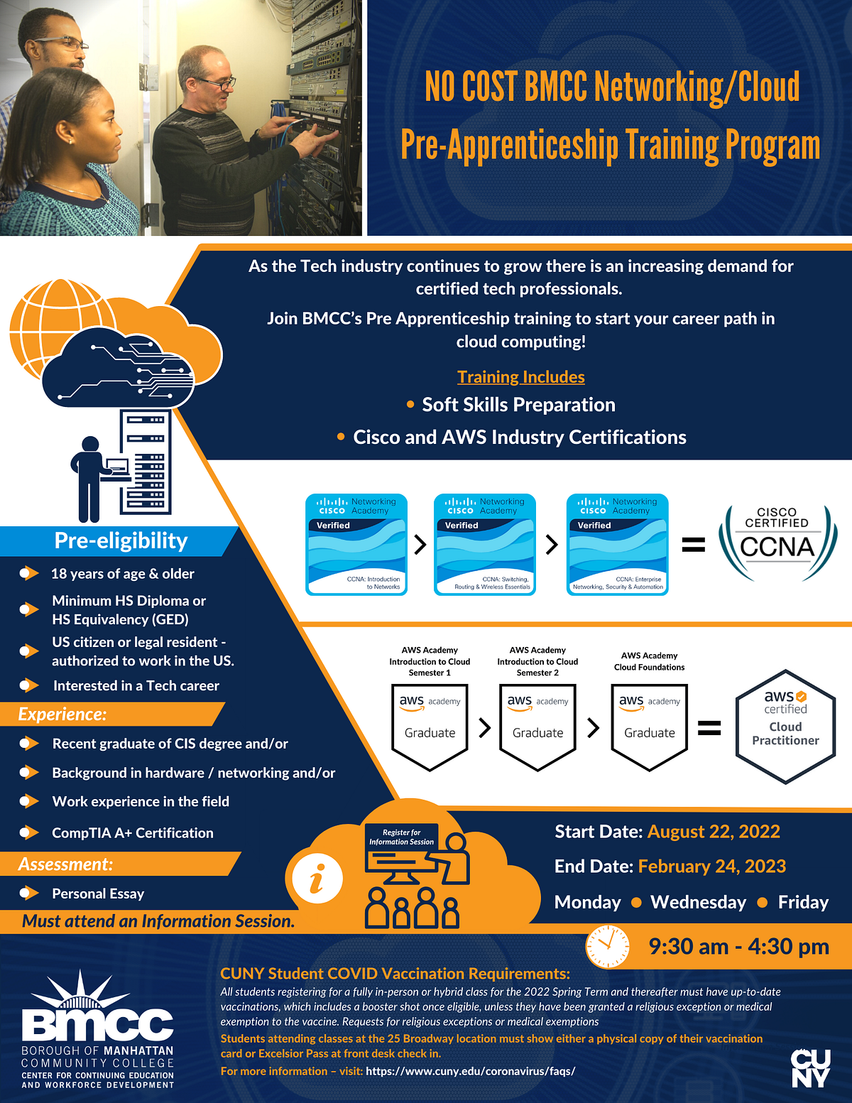 BMCC Free Networking/Cloud Computing Pre Apprenticeship Training — July