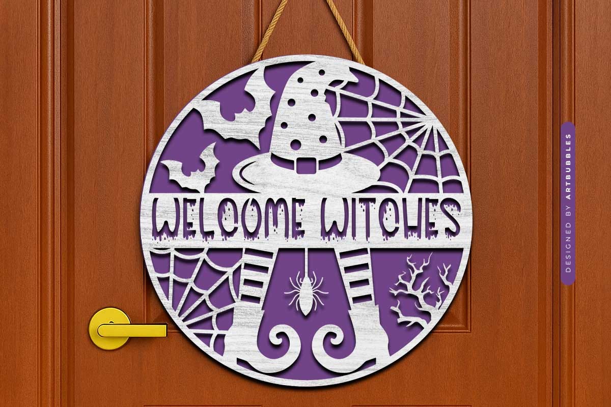 Laser Cut Halloween Door Hanger SVG Designs: Spooky & Stylish Entryway Decor