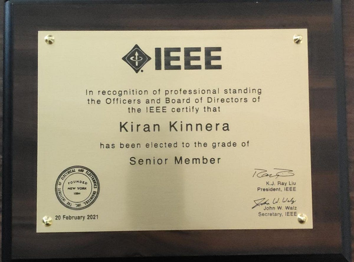 Got the recognition as an IEEE Senior Member Thank you — IEEE & IEEE