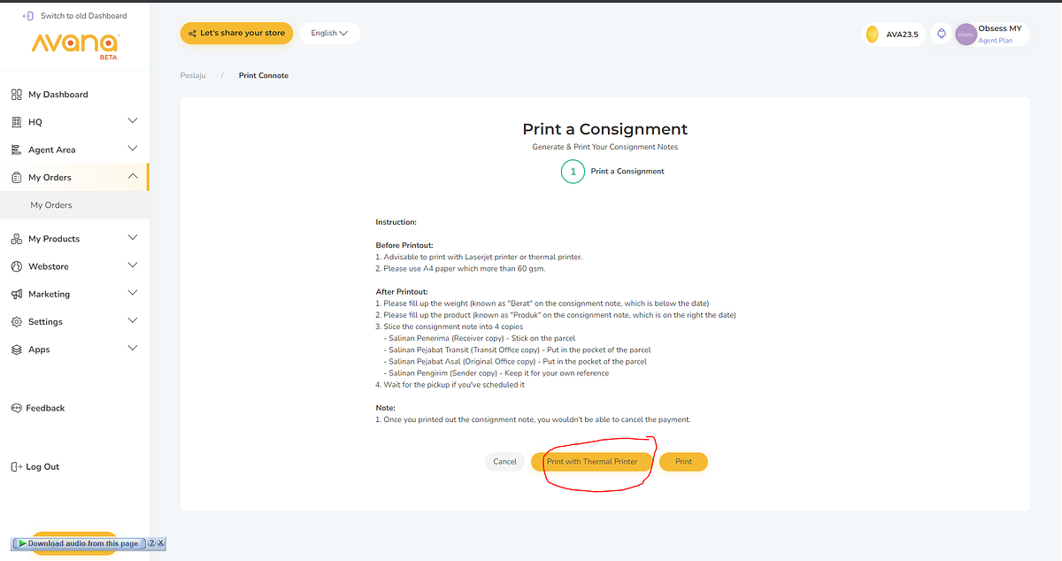 How to print connote using Thermal Printer by Dian permana Medium