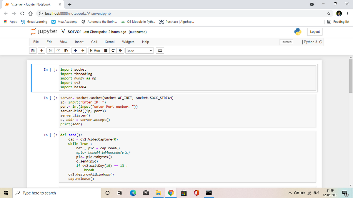 Video chat program using python.. How can we perform video call without ...